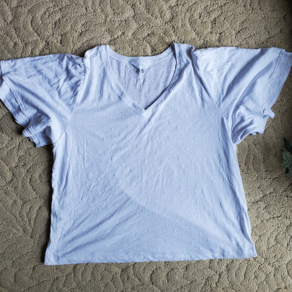 Time and Tru Flutter Sleeve Tee | Size XXL (20) | White